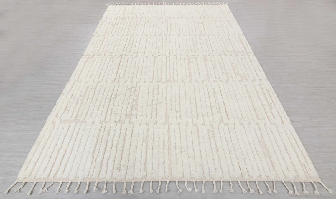 Simple White Moroccan Rug