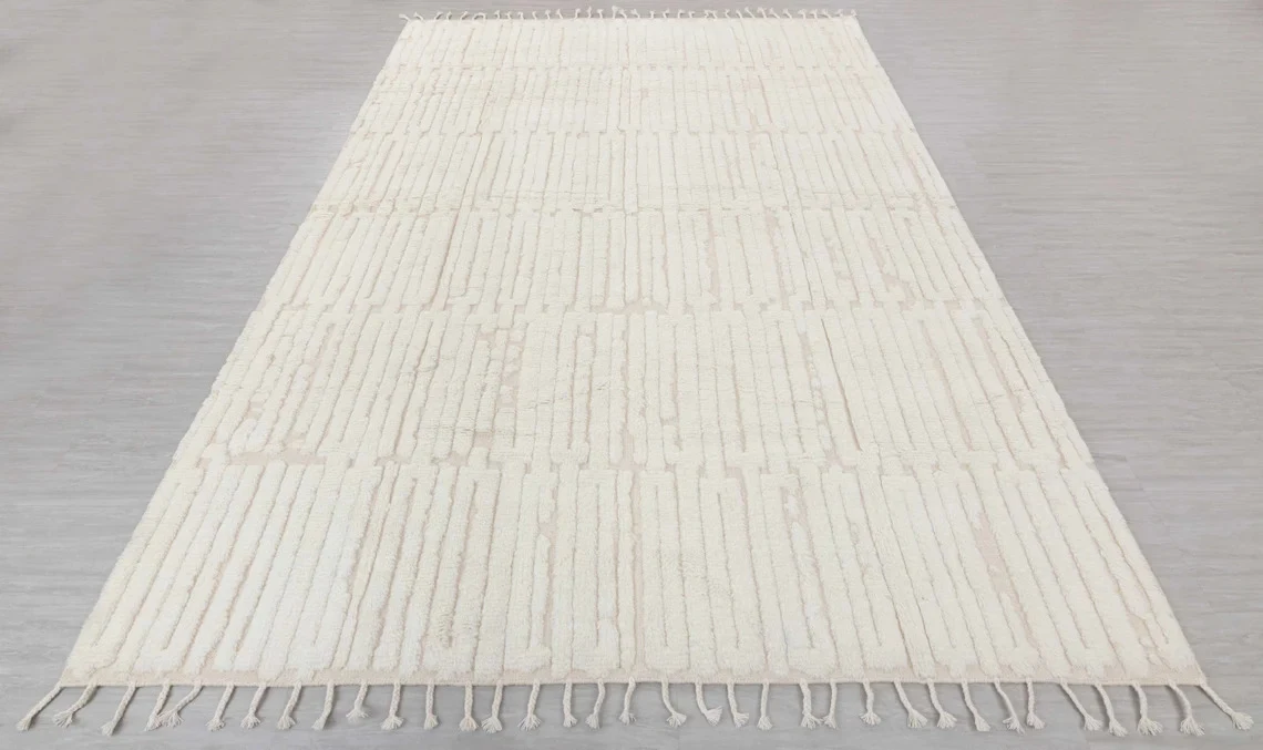 Simple White Moroccan Rug