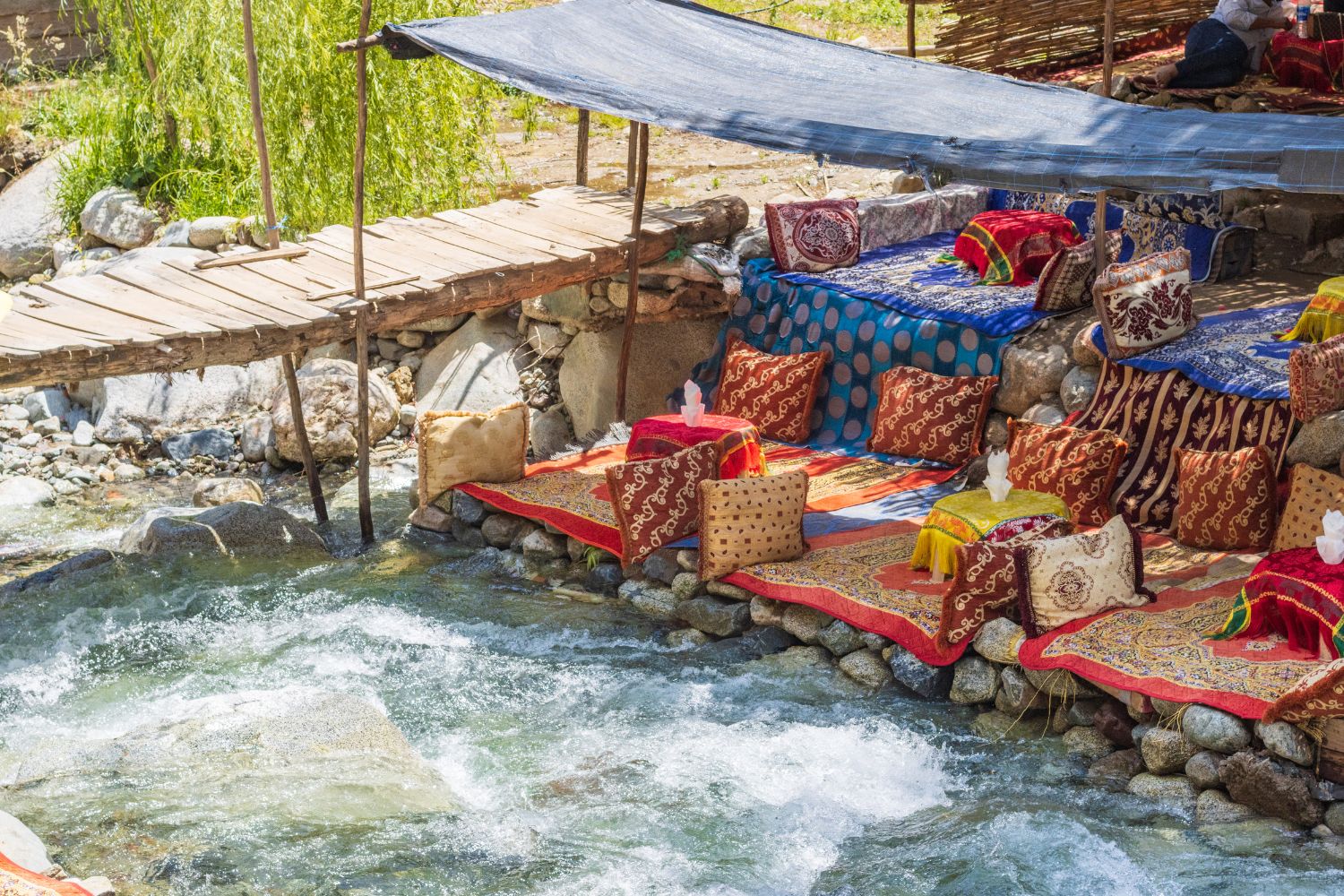 Restaurant on Ourika River at Atlas Mountains, Morocco