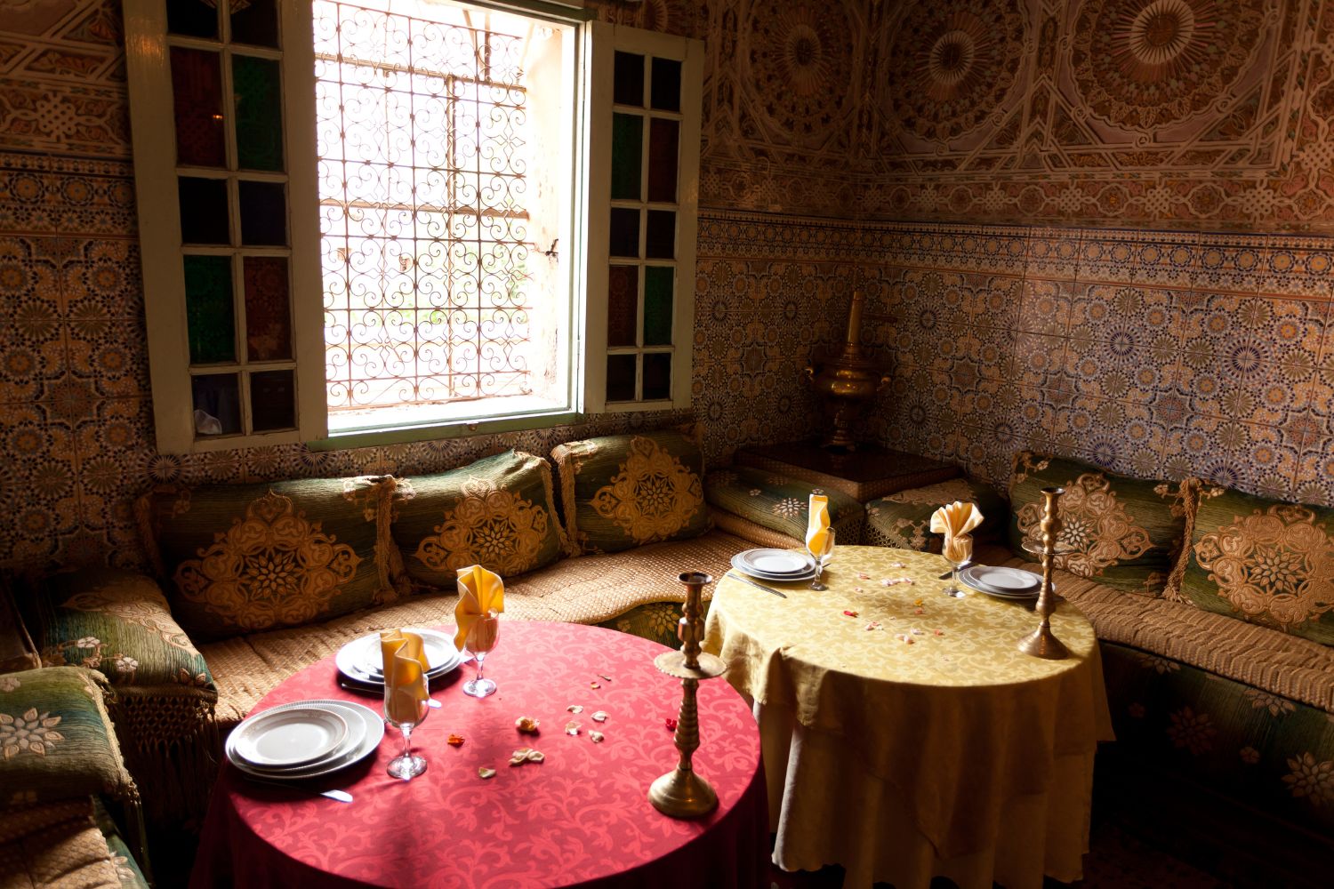 Inside a traditional Moroccan house prepared for visitors