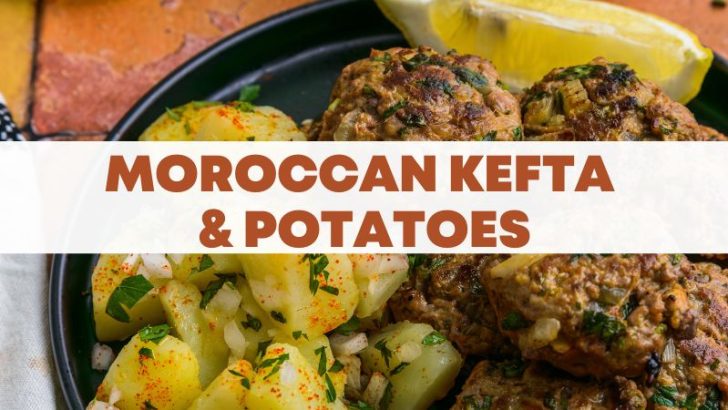 Moroccan kefta and potatoes served on a plate