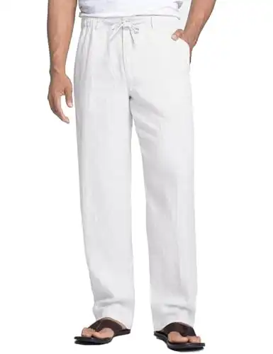 Men's Linen Blend Drawstring Summer Pants