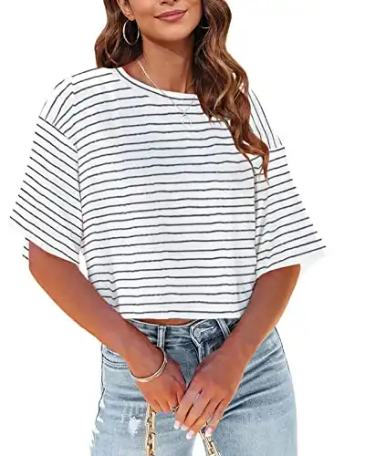 Women's Striped Cropped T-Shirts