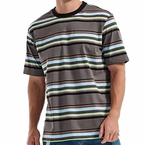 Men's Loose Fit Crewneck Stripe T-Shirt