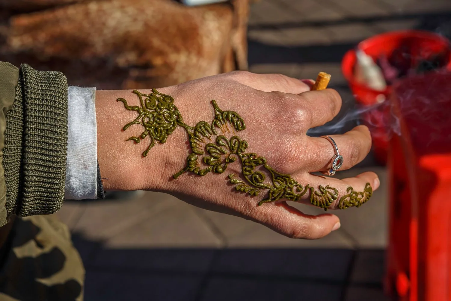 Moroccan henna on a woman's hand