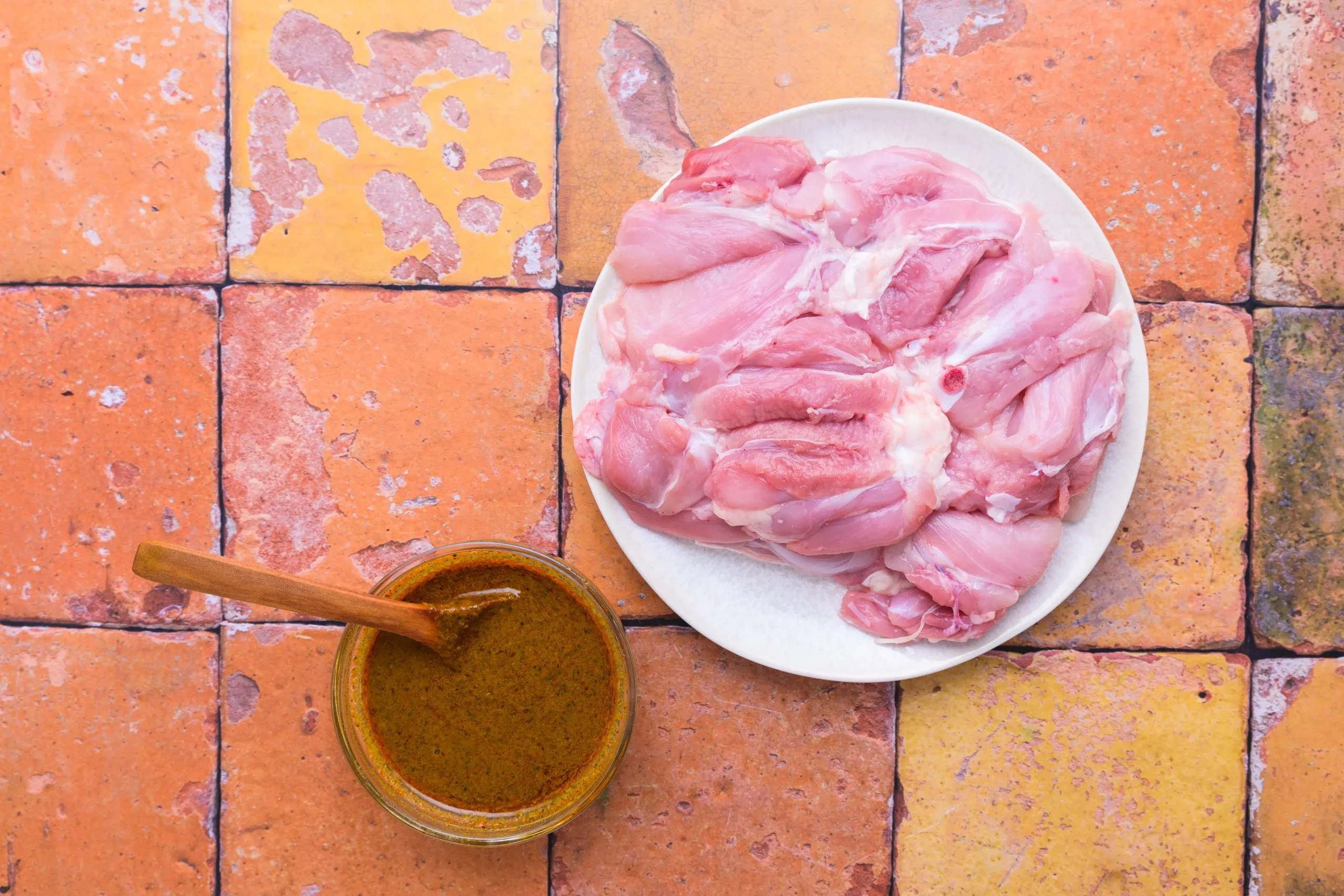 Ingredients for making Moroccan grilled chicken with chermoula