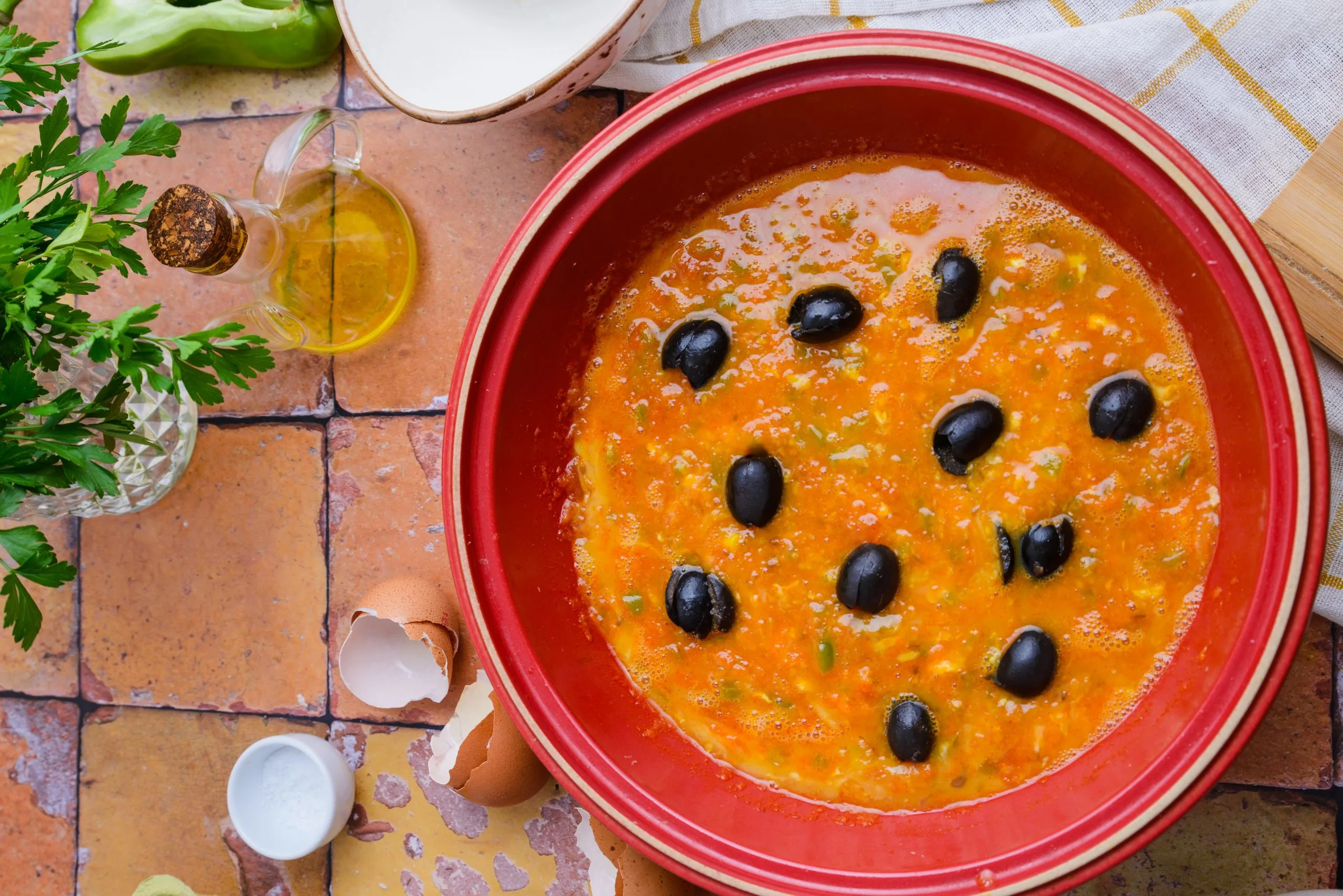 Moroccan Berber omelette with olives