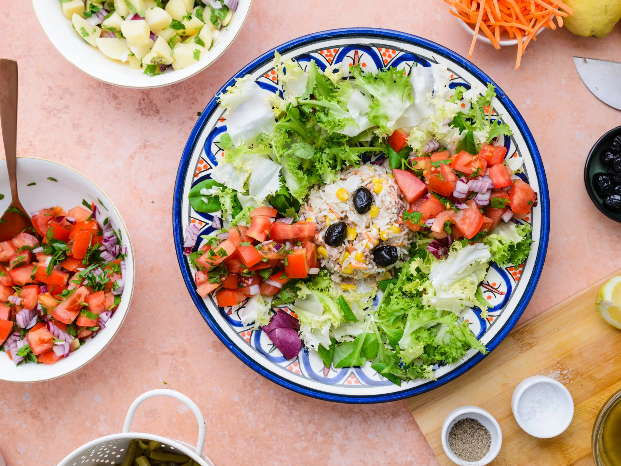 Mixing the ingredients in making Moroccan Garden Salad