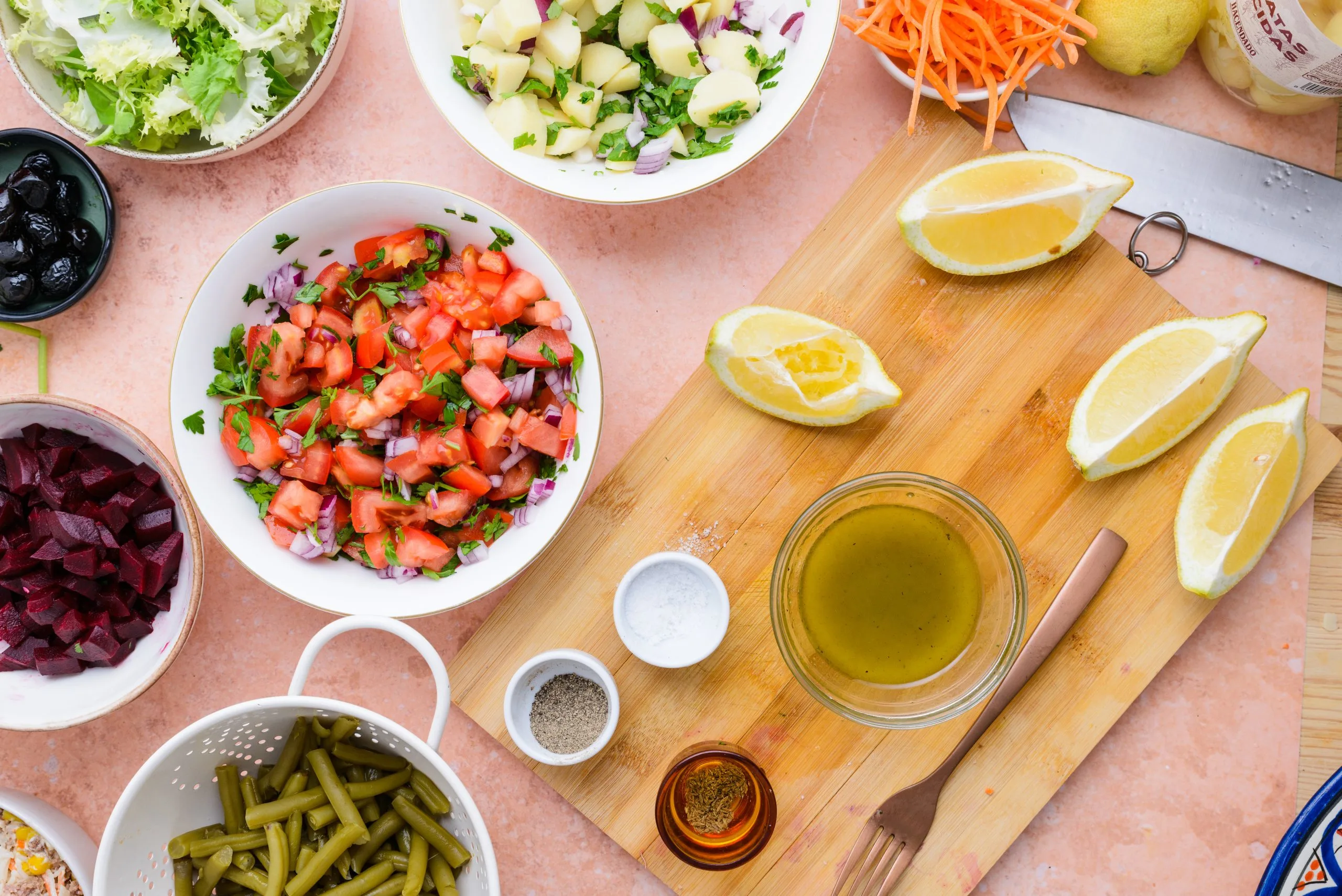 Preparing the dressing for the Moroccan Garden Salad