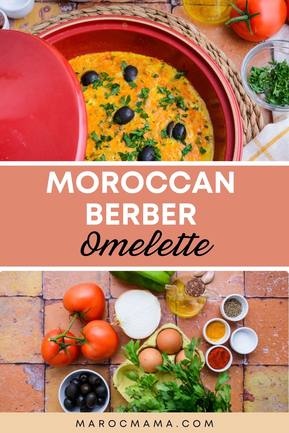 Moroccan Berber Omelette and its ingredients