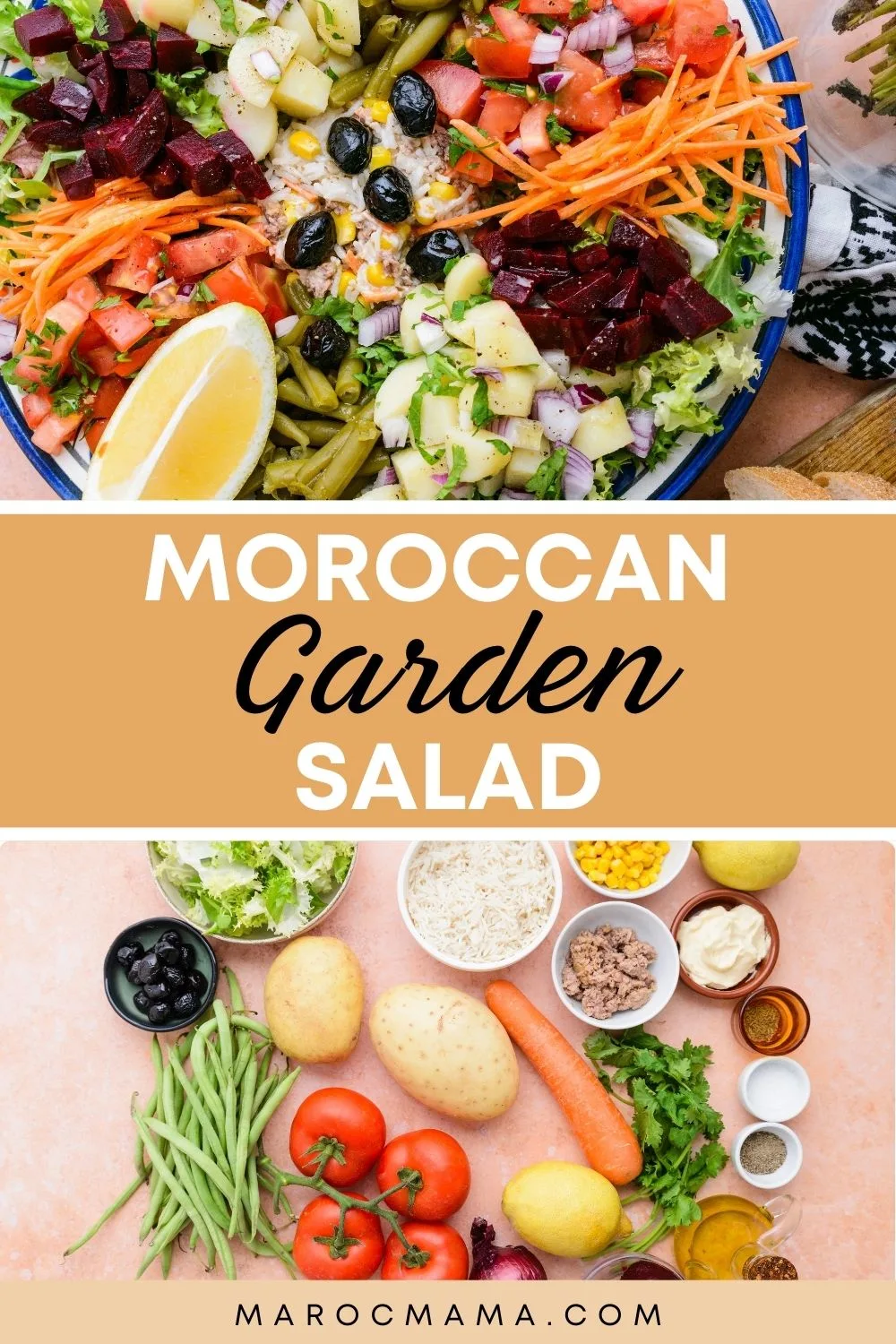 Moroccan Garden Salad and its ingredients